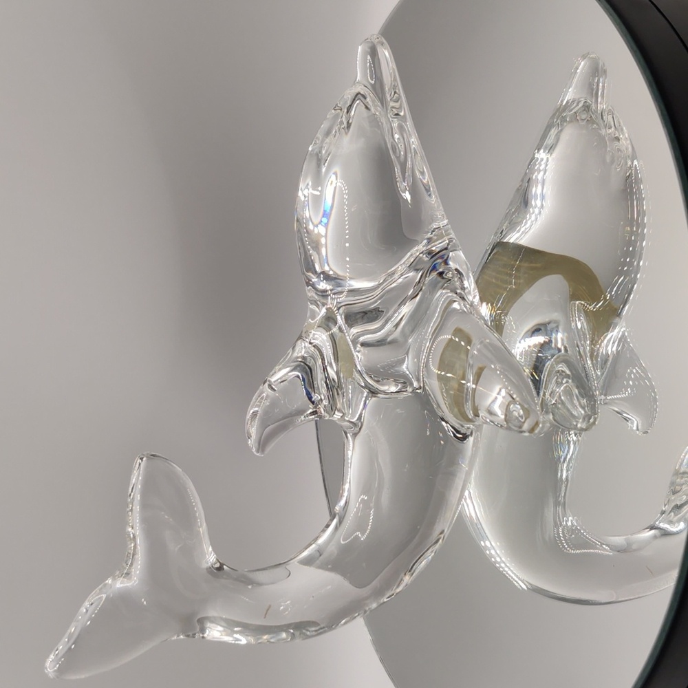 Villeroy & Boch Vintage Clear Crystal Glass Dolphin Figurine Paperweight